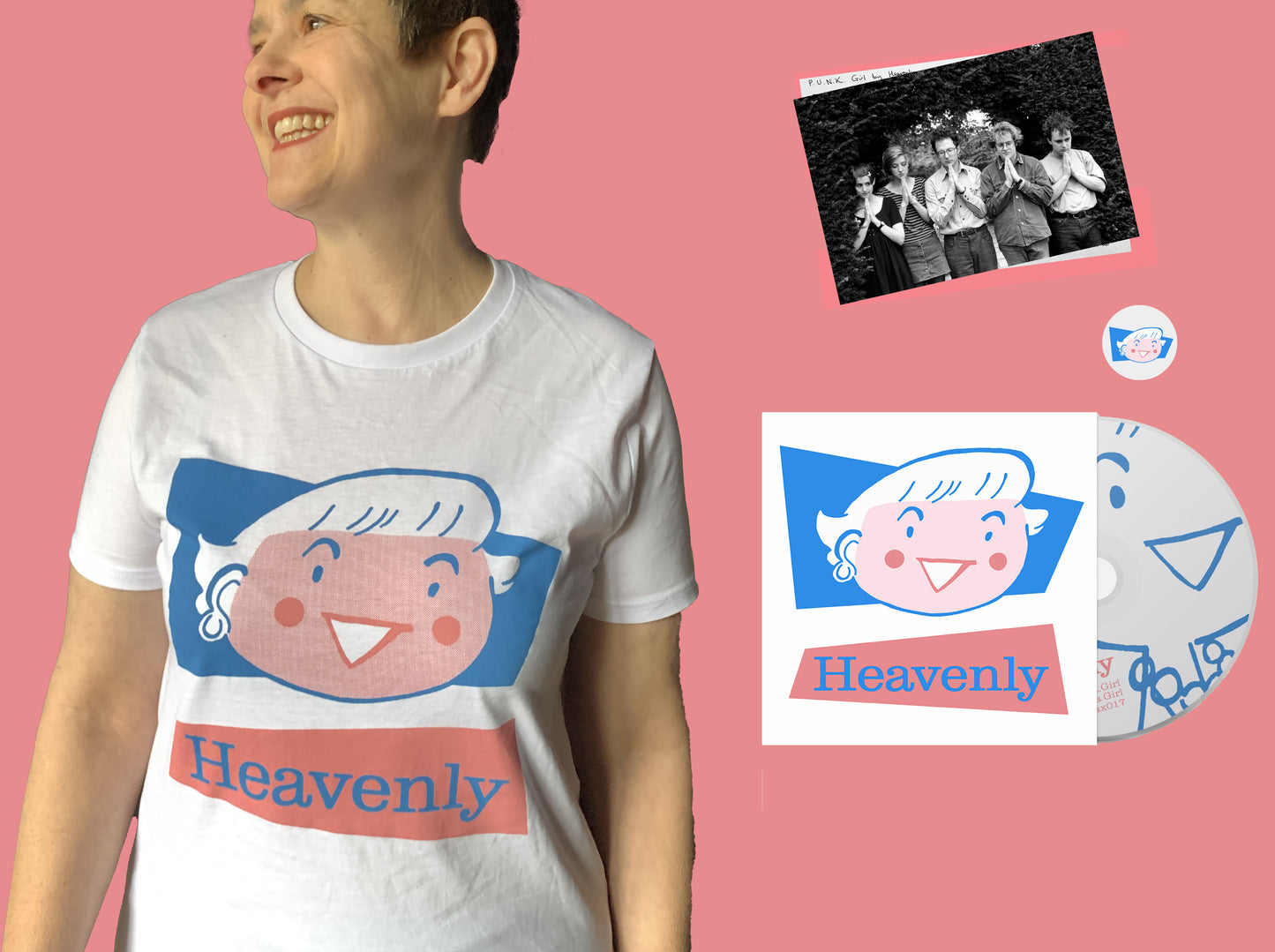 Heavenly - P.U.N.K. Girl T-shirt (white) & CD bundle
