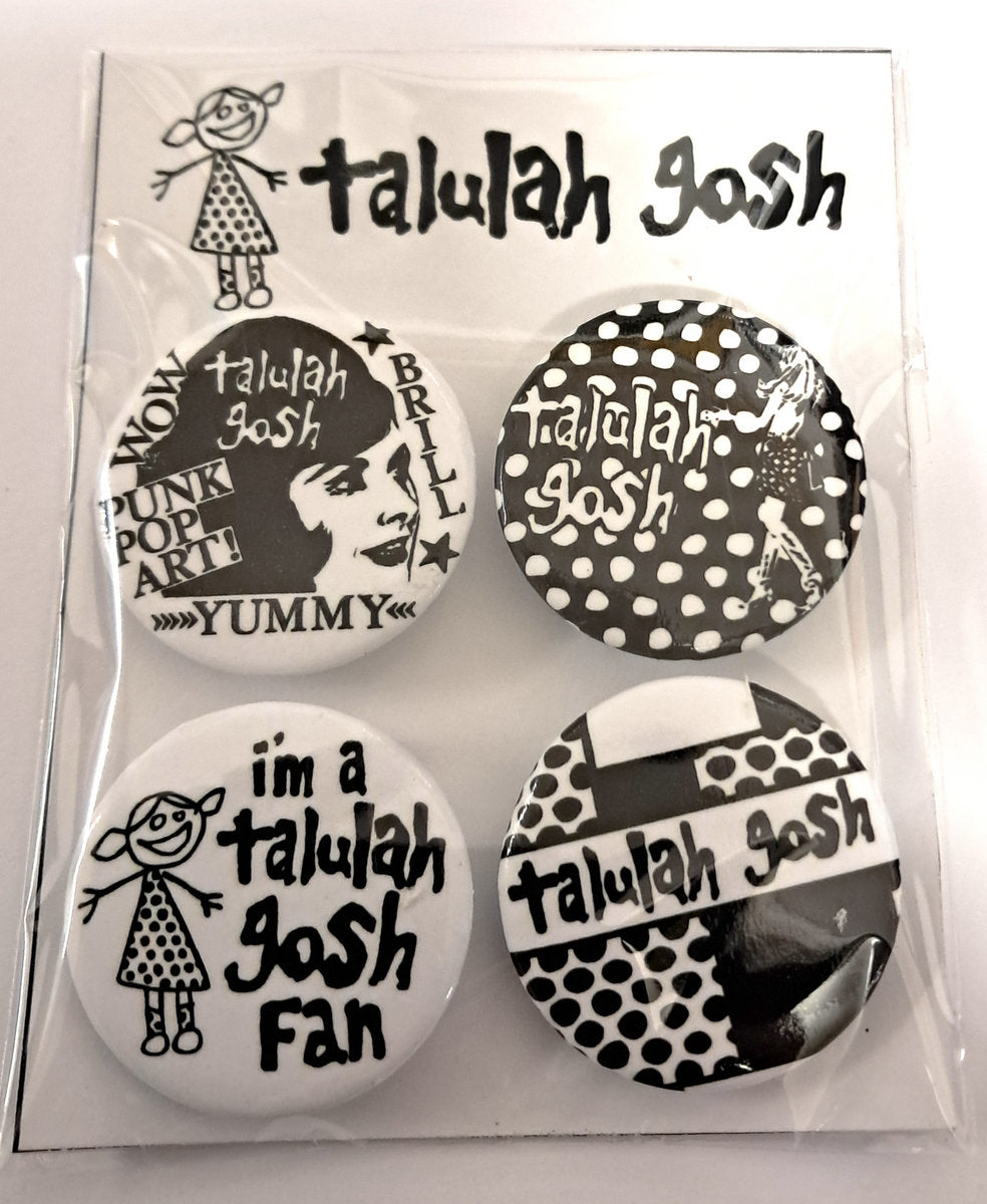 Talulah Gosh Girl- Black t-shirt, badge and postcard bundle